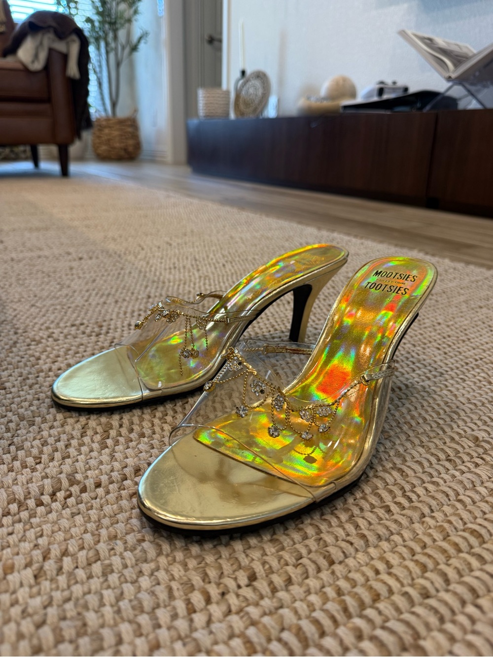 Mootsies Tootsies Gold Iridescent Heeled Sandals